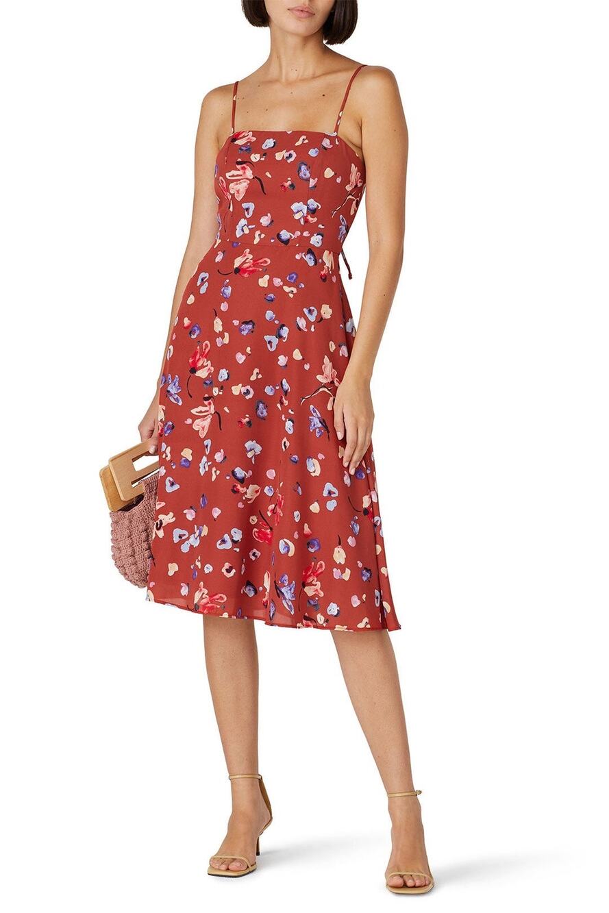 Hutch Declan Foral Printed Sleeveless Square Neck Midi Dress Size 10